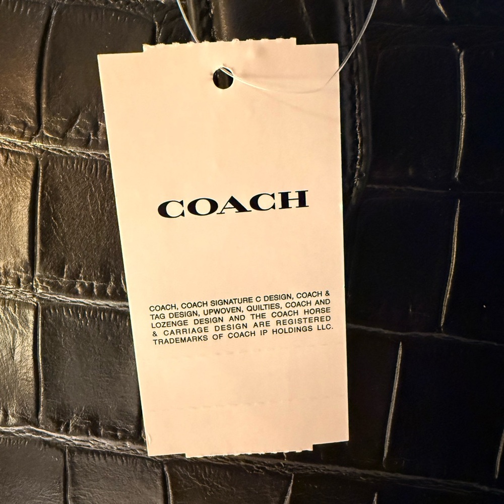 COACH Black Croc Embossed Leather Tote - Picture 9 of 12